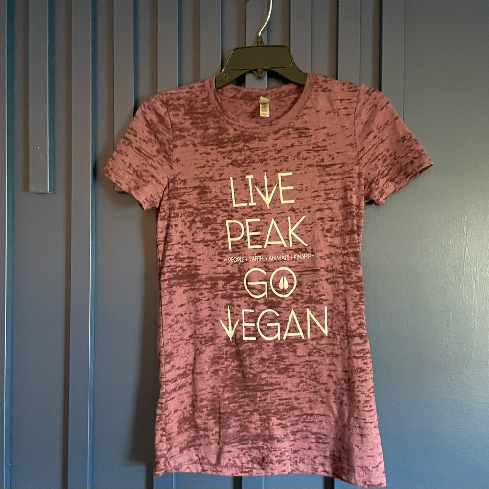 Next Level Apparel purple Burnout 'Live Peak Go Vegan' Short Sleeve Tee